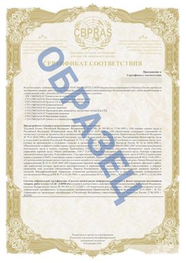 Образец Приложение к СТО 01.064.00220722.2-2020 Кропоткин Сертификат СТО 01.064.00220722.2-2020 